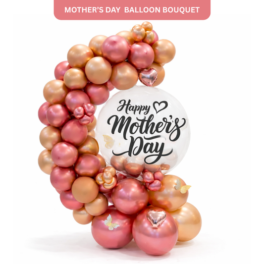 Dynamic Balloon Bouquet Arrangement for Happy Mother's Day with 3D Butterflies