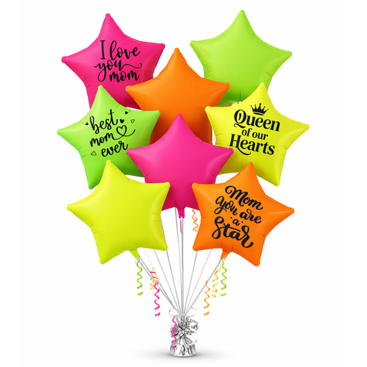 Mom You’re Special Printed with UV Neon Star Balloons Set of 8