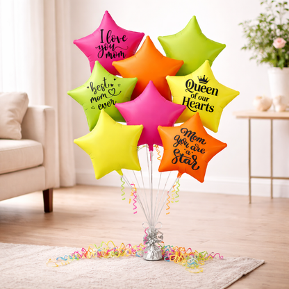 Mom You’re Special Printed with UV Neon Star Balloons Set of 8