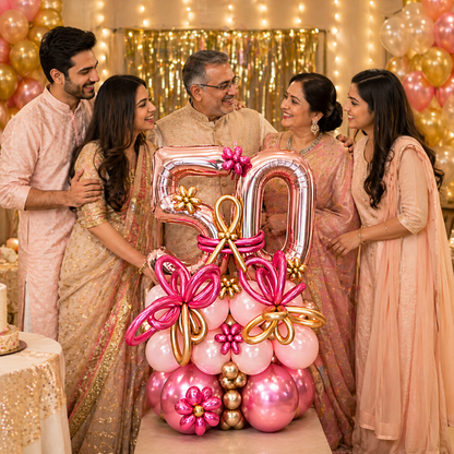 WOW 50th Birthday Rose Gold Balloon Bouquet | Air Filled and Ready Delivery