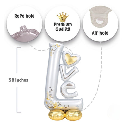 AirLoonz L-O-V-E Wedding/Anniversary Balloon - Air Filled or Helium Quality - 58 inches - 1PC