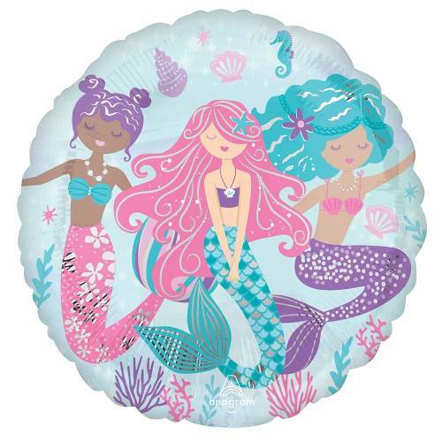 Wanna Party Mermaid Foil Balloons - Round Mermaid Balloon