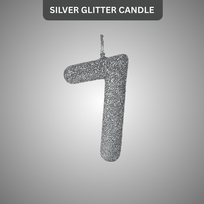 No. 7 Glitter Silver Candle - 1PC