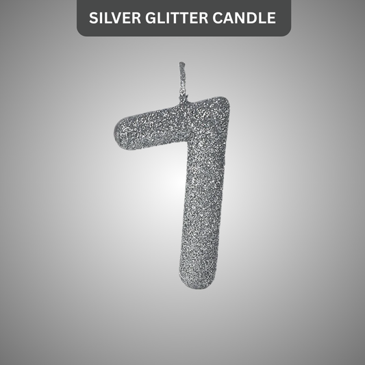 No. 7 Glitter Silver Candle - 1PC
