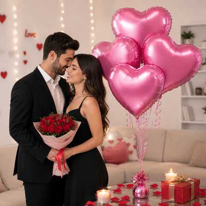 Pink Heart Foil Balloon Set of 4 - 18 inches