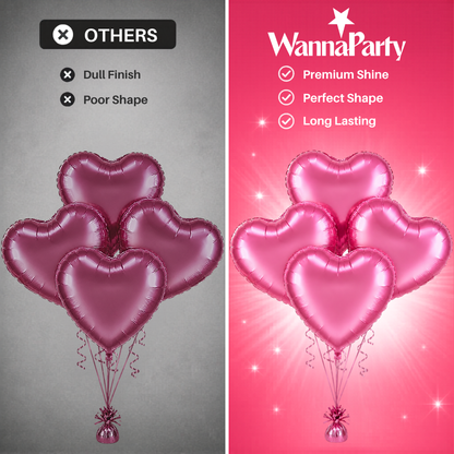 Pink Heart Foil Balloon Set of 4 - 18 inches