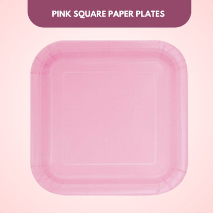 Classic Pink Square Paper Plates 9 - 8PC
