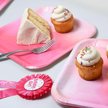 Classic Pink Square Paper Plates 9 - 8PC