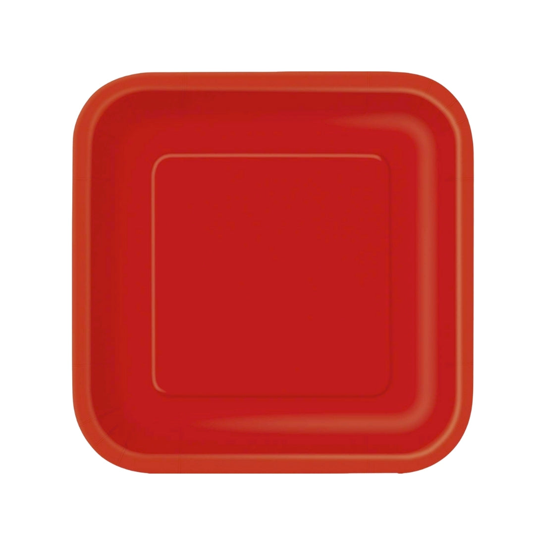 Classic Red Square Paper Plates 9" - 8PC