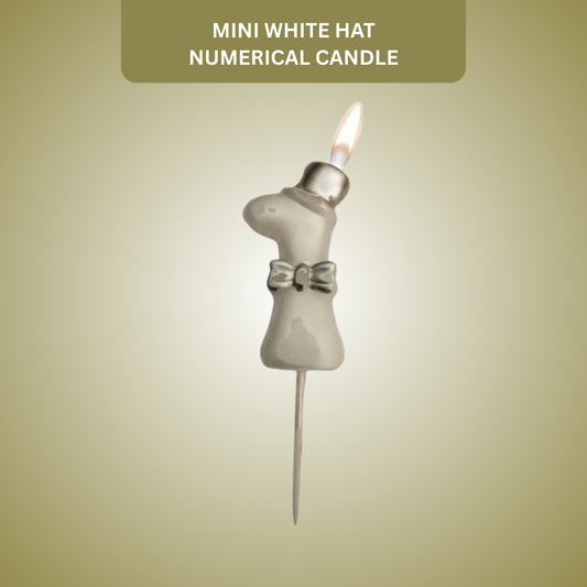 Metallic White Numerical Candle 1 with Golden Hat