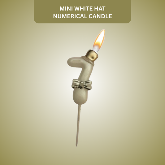 Metallic White Numerical Candle 7 with Golden Hat