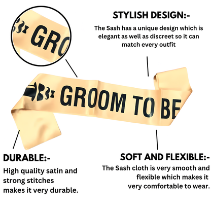Pink Bride to Be Sash & Gold Groom to Be Sash Combo Bride Groom Sash Combo Wedding Photo Shoot Bridal Shower Party Haldi Mehandi Ceremony Decoration Sash Combo - Pack of 2