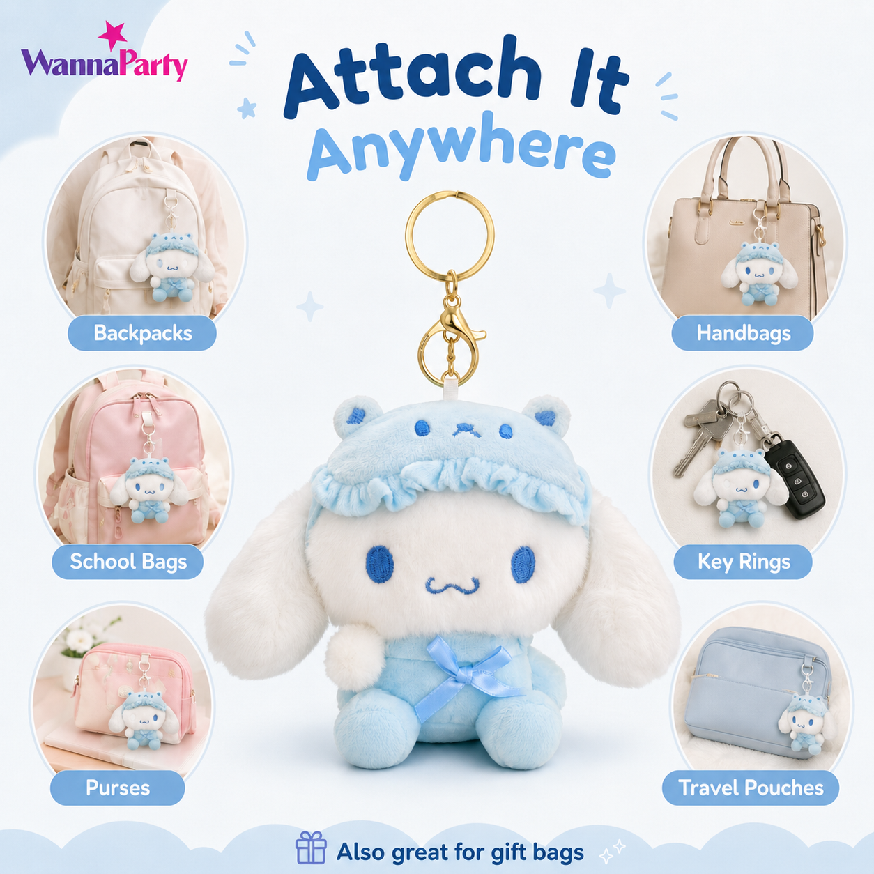 Cinnamon Roll Plushy Key Chain - 1PC