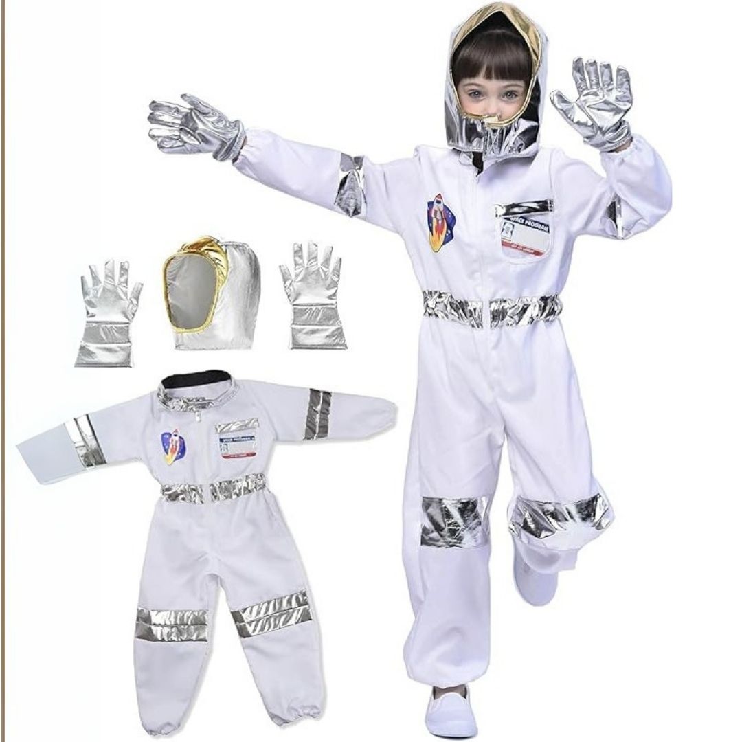 Astronaut White Jumpsuit Costume - Size - L - Age 7 to 9
