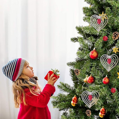 CTO 3D Silver & Pink Heart Hanging Christmas Decorations - 2pc