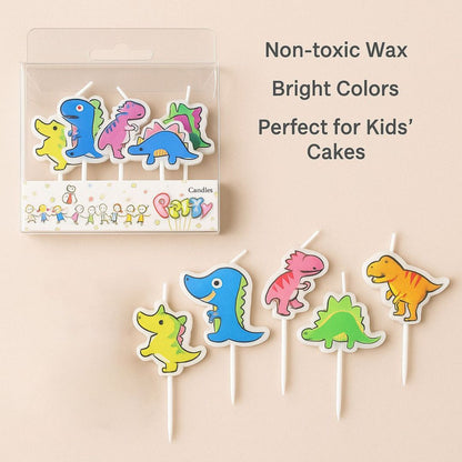 Dinosaur Theme Birthday Candles - 5Pc
