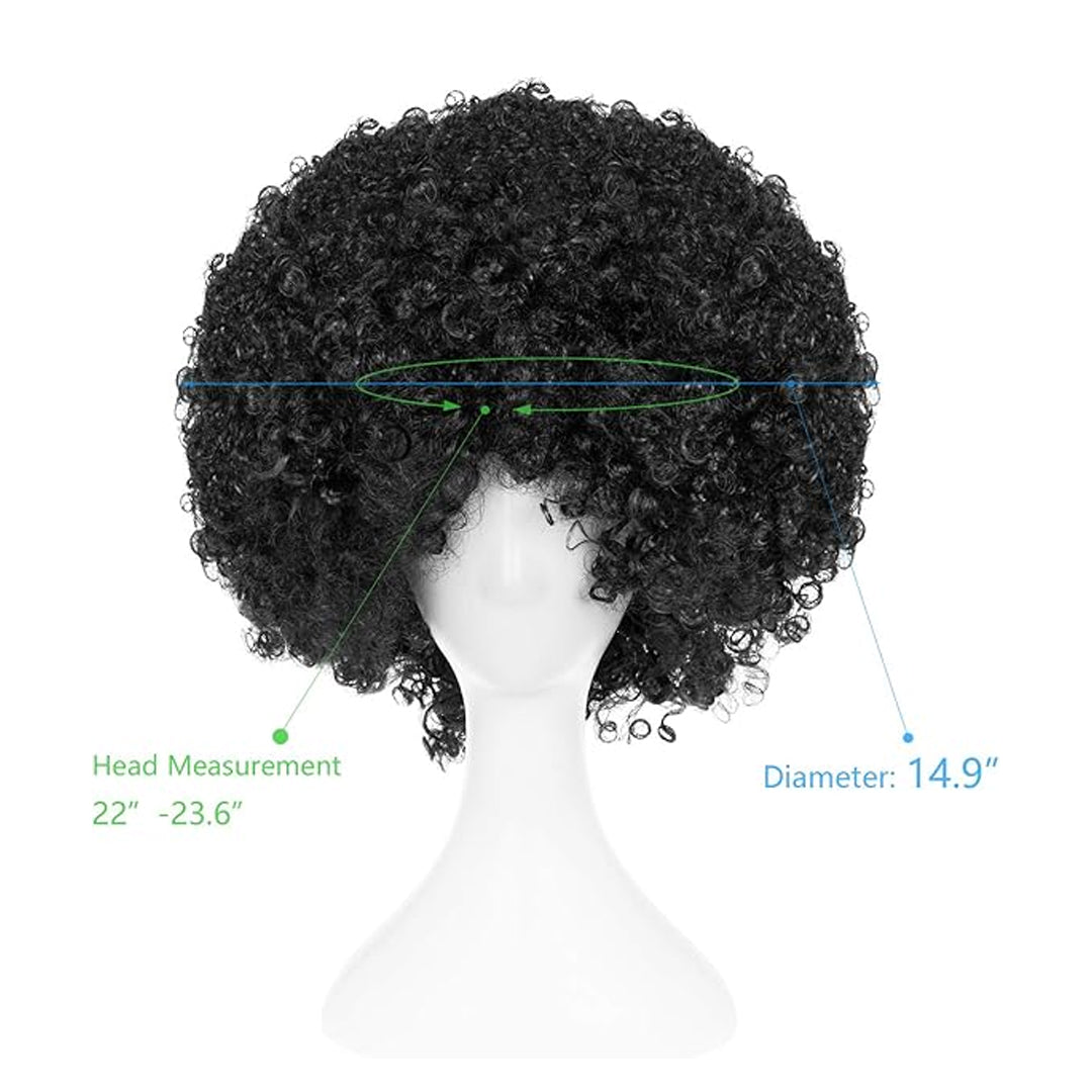 Black Afro Wig | Malinga Wig | Disco Retro 80's Looks Wig - 1PC
