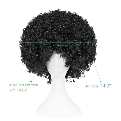 Black Afro Wig | Malinga Wig | Disco Retro 80's Looks Wig - 1PC