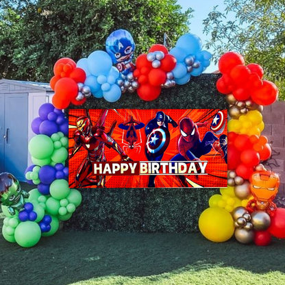 Superhero Birthday Banner For Wall/Glass/Window Decoration - 4FT X 2FT