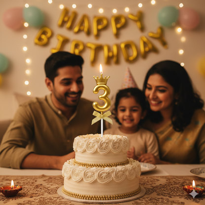 Golden Crown Numerical Candle No. 3