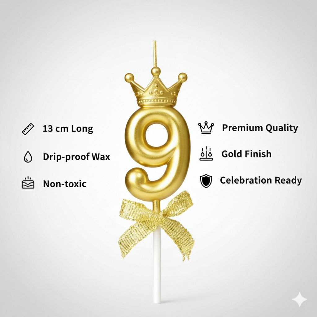 Golden Crown Numerical Candle No. 9