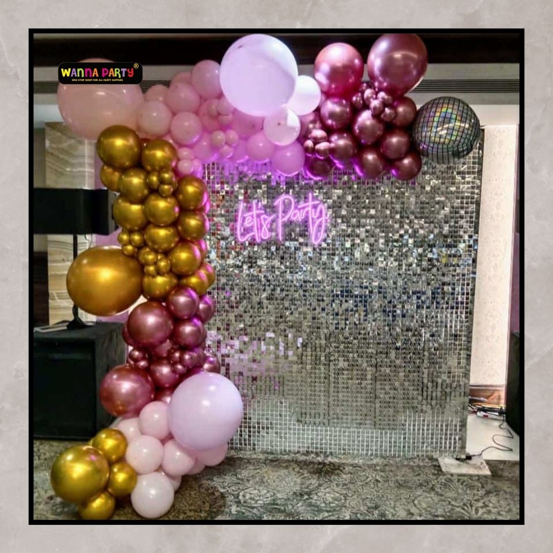 Lets Party Sequin Back Drop Set up