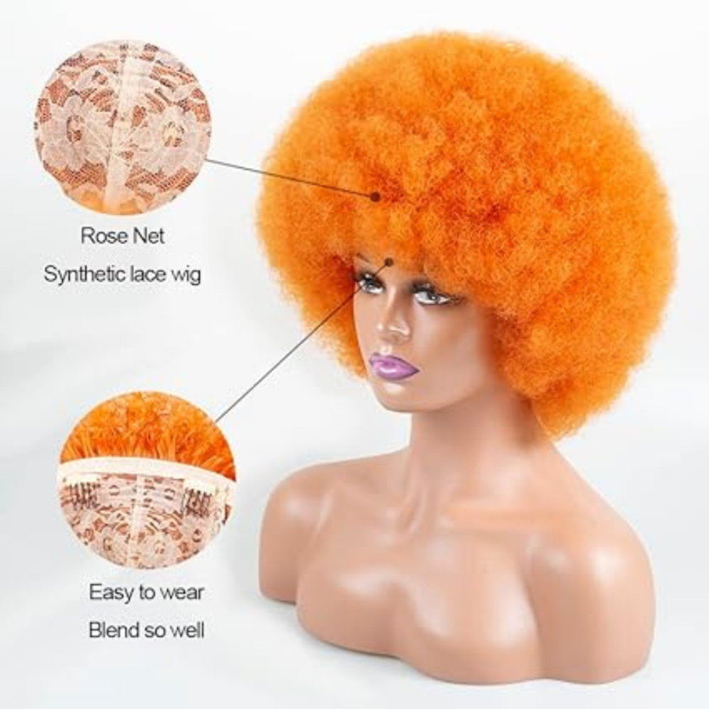 Dense Afro Wigs Orange - 1PC