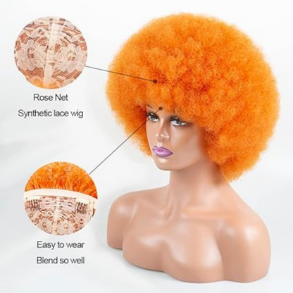 Dense Afro Wigs Orange - 1PC