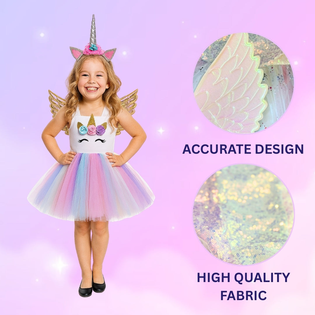 Unicorn Girls Costume w/Hair Band and Wings