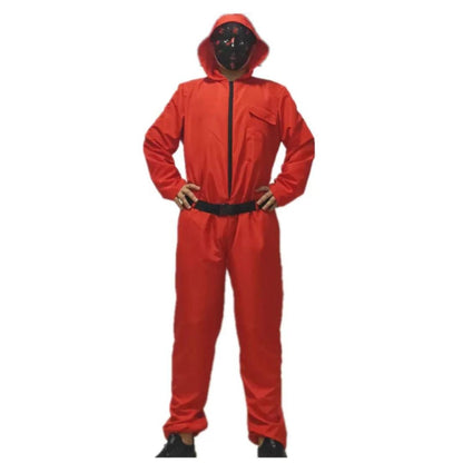 SQUID Game Adult Red Costume with Mask for Adults - Free Size