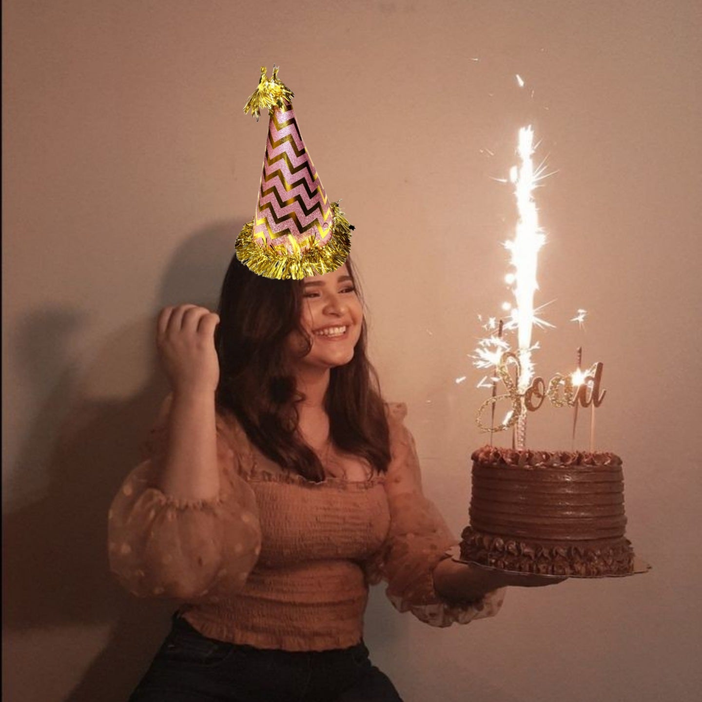 Pink Hat w/Star Swirl Bottom