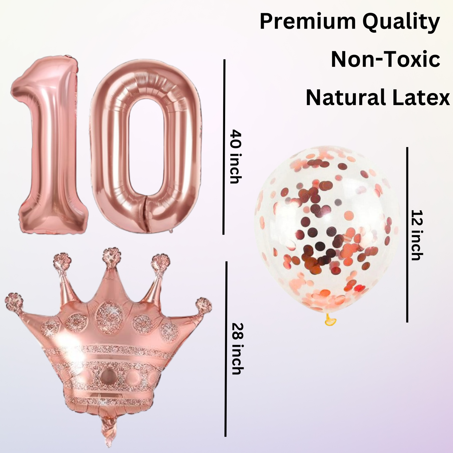 Rose Gold 10th Birthday Celebration Decoration Kit