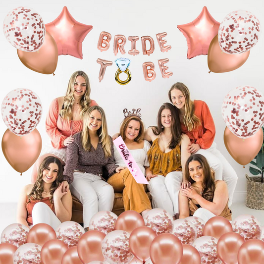 Bride To Be Rose Gold Bachellorette Decor Set - 38PC
