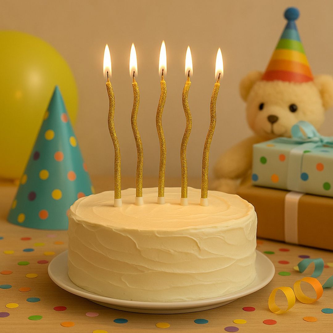 Golden Glittering Curly Candles - 6PC