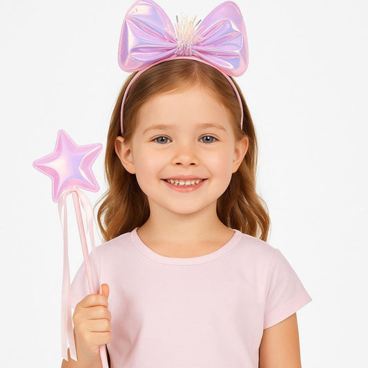 Princess Headband with Wand Iridescent - 2PC