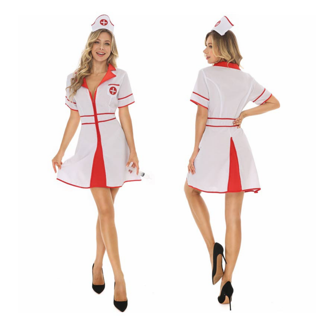 Notty Nurse Costume w/Headgear and Syringe for Adult - Size L