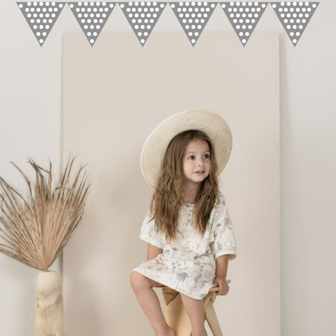 Polka Dot Silver Triangular Bunting Banner - 10FT - 1PC