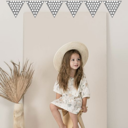 Polka Dot Silver Triangular Bunting Banner - 10FT - 1PC