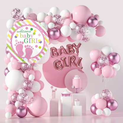 It's a Girl Round Polka Dot Feet Blue 18"