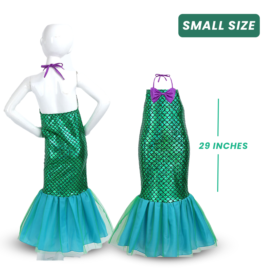 Mermaid Dress for Kids w/ Fish Scale Print - Size - M - Age 5-7 YRS