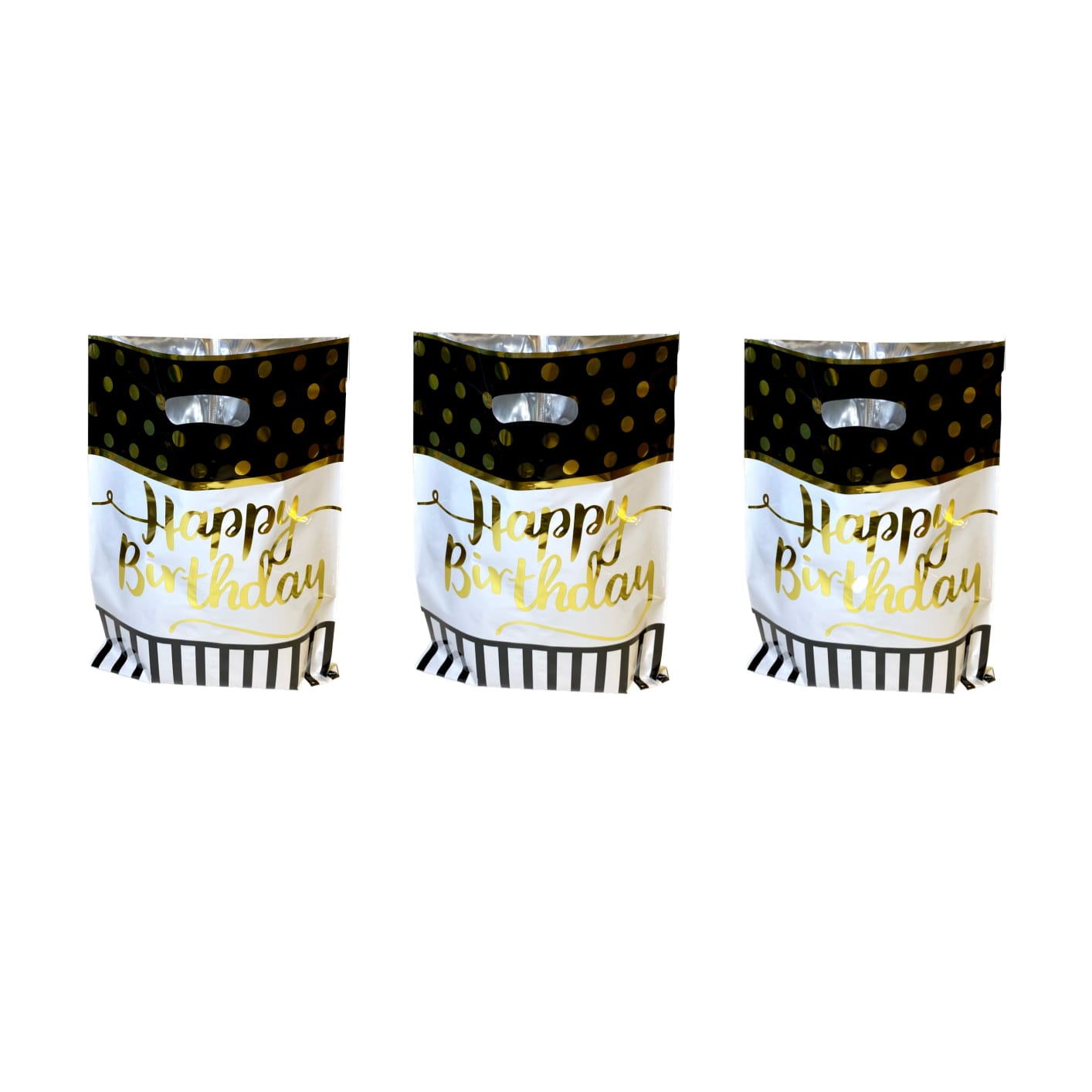 Happy Birthday Black & Golden Polka Dot Aluminium