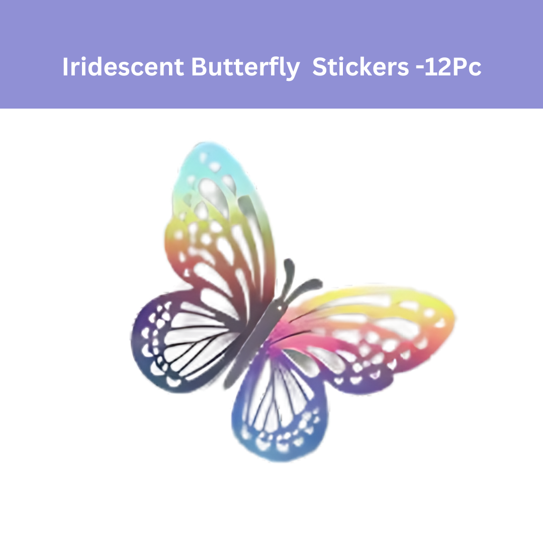 Iridescent Butterfly w/Stickers - 12 PC