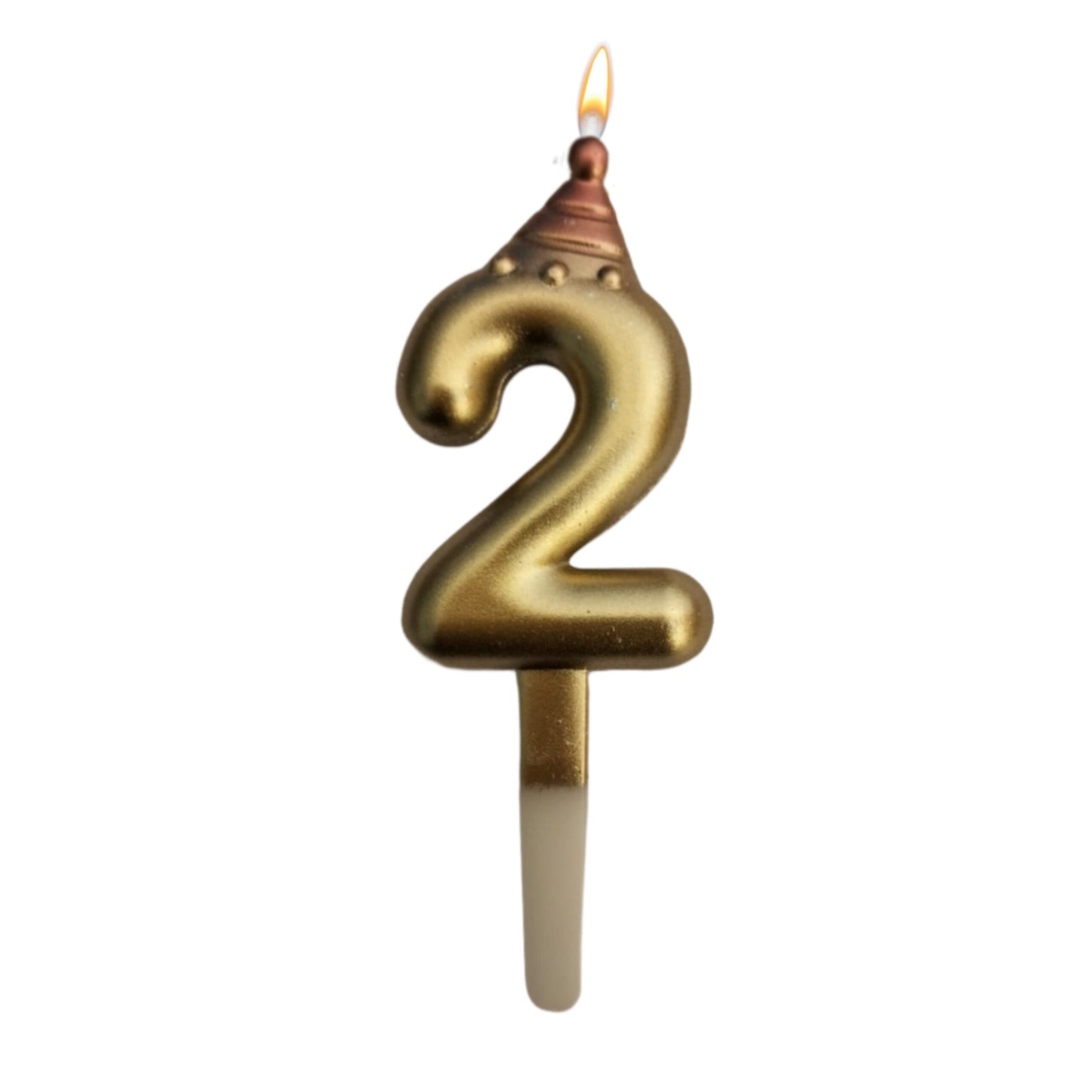 Golden Numerical Candle 2 with Pink Hat