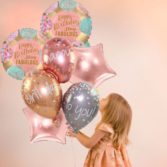 Triple Balloon Happy Birthday Balloon Set - 5PC