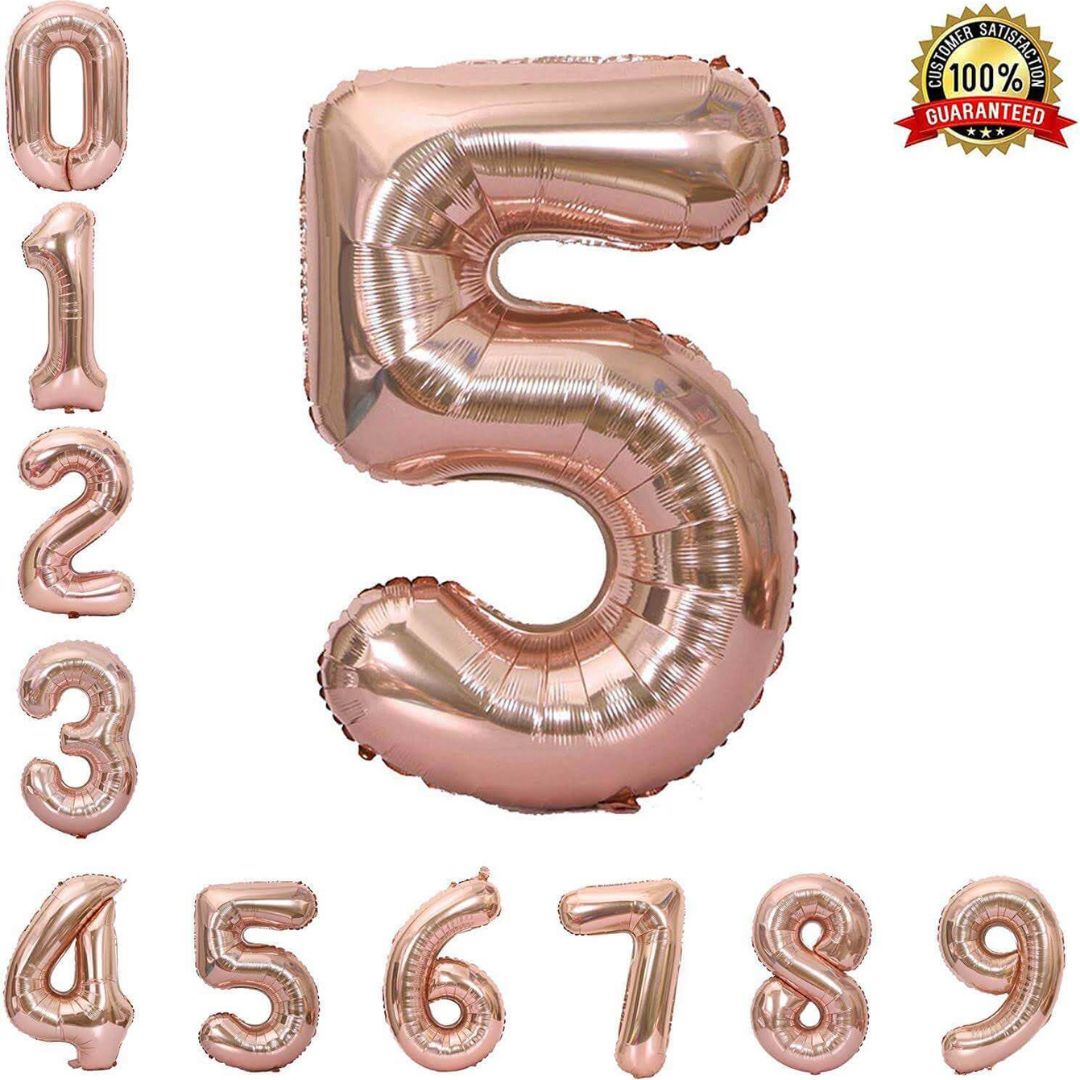 40 Numerical 5 Rose Gold Balloon