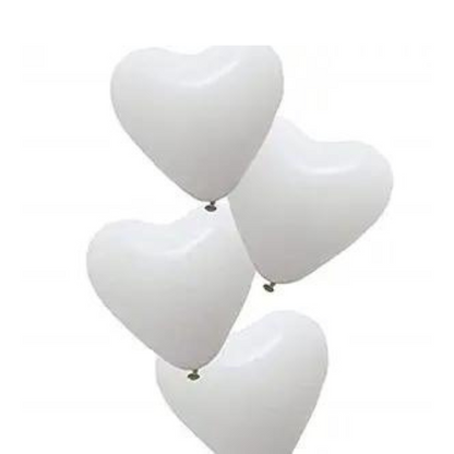 White Heart Shaped Balloons - 25PC