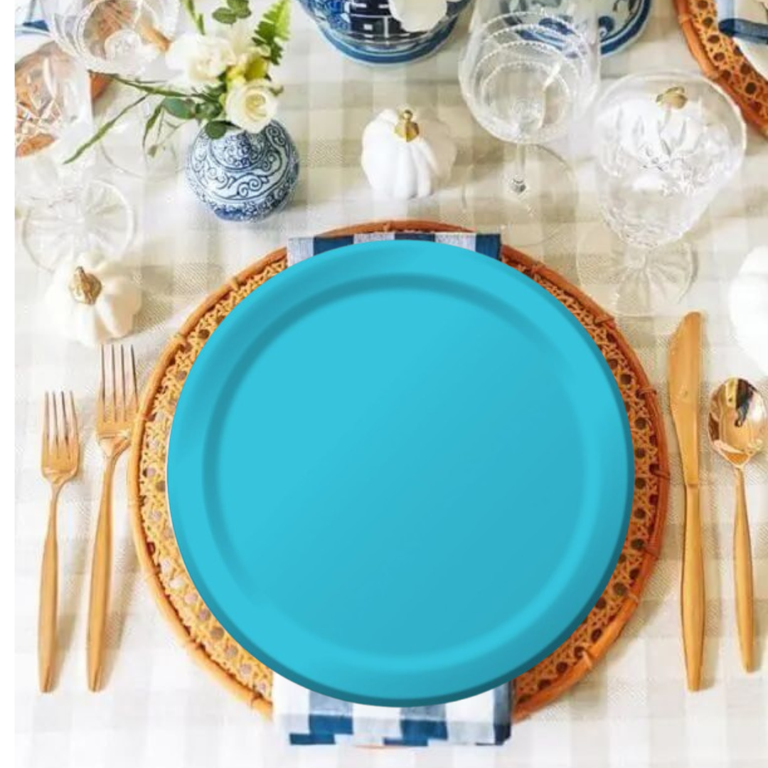 9" BERMUDA BLUE LUNCH PLATE - 24CT