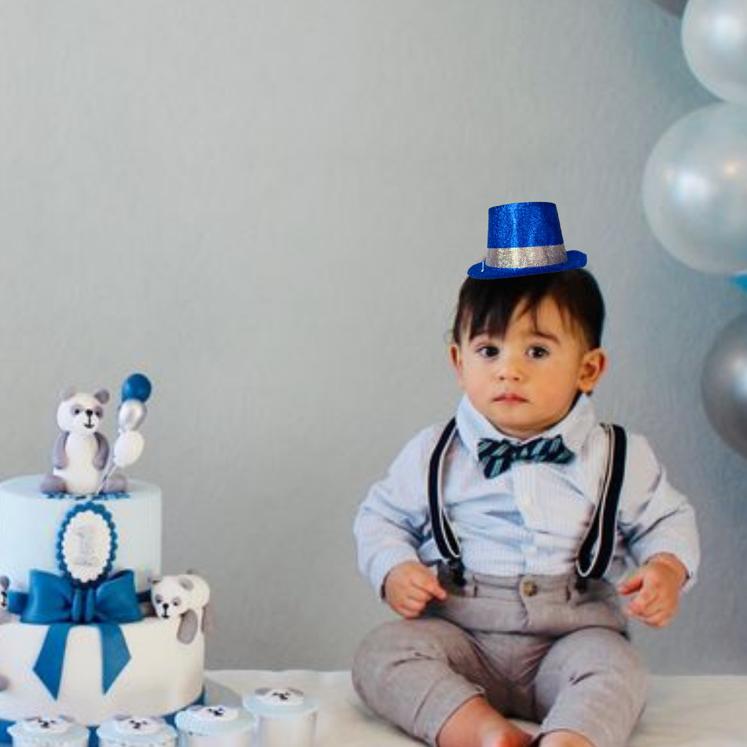 Blue Round Small Glitter Top Hat