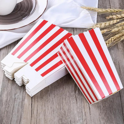 Striped Popcorn Holders Red- 10PC