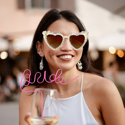 Bride Sunglasses for Bachelorette &amp; Pink Bride Straw Combo